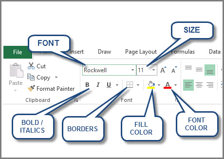 How to change formatting on calendar (font, font size, font color, border, bold, italics)