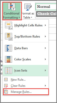 Open Conditional Formatting Menu