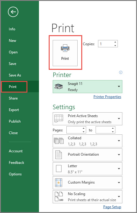 Open Print settings with Ctrl P