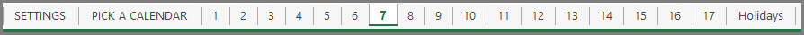 Sheets in the Excel 2017 Calendar Template