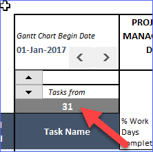 Change Task Number to start from, on Gantt Chart
