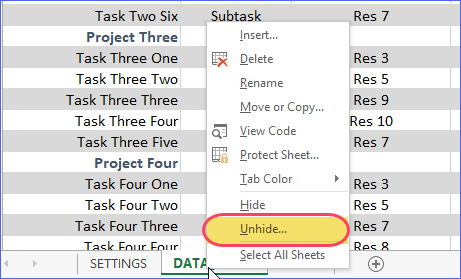Right Click on any sheet name and Choose Unhide