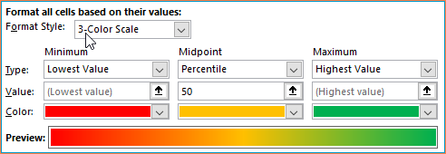 Gradient color scale in Excel for Heat Map