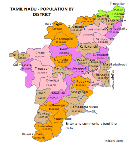 Tamil Nadu Heat Map by District - Free Excel Template - INDZARA