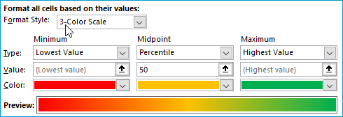 Gradient color scale in Excel for Heat Map