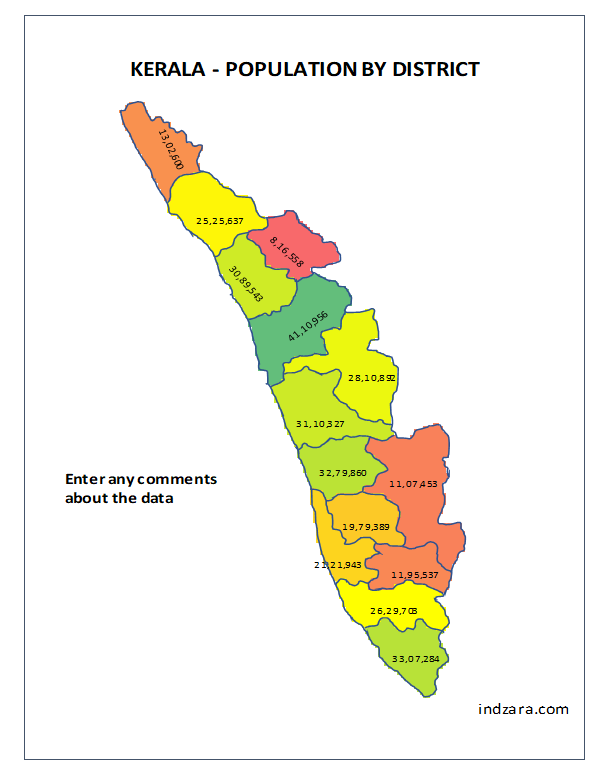 Kerala Heat Map -Excel Template -Gradient with data values