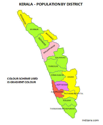 Kerala Map With All Districts Kerala Heat Map by District   Free Excel Template for Data 