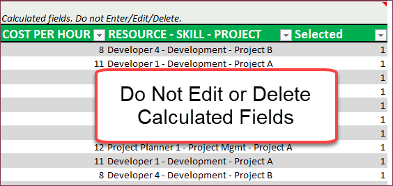 Do Not Edit Calculated Fields