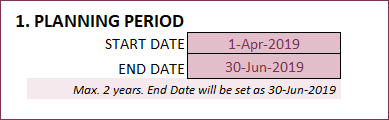 Step 1 Enter Planning Period Dates