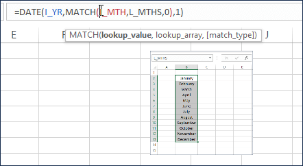 MATCH function to find the Month Number