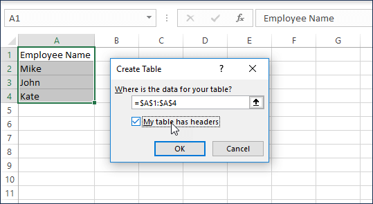 Step 2 - Convert to table