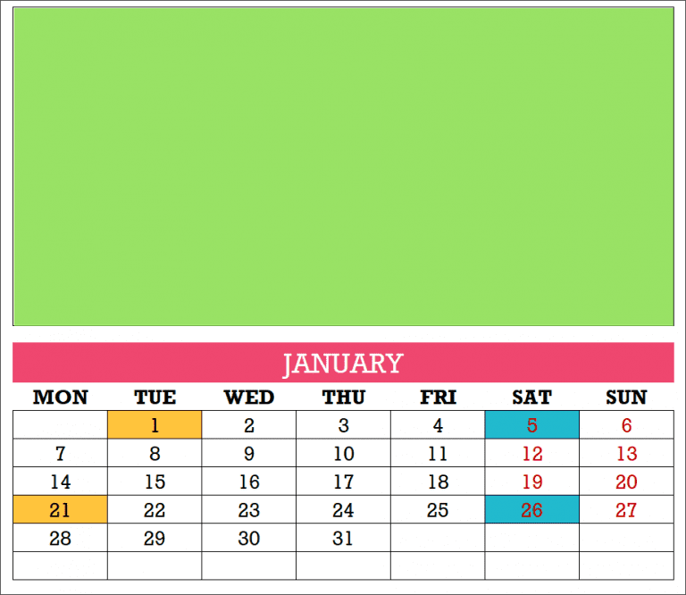 2019 Excel Calendar Template - 19 Calendar Designs - Download