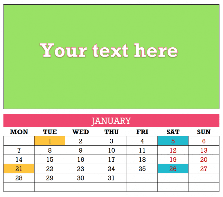2019 Excel Calendar Template - 19 Calendar Designs - Download