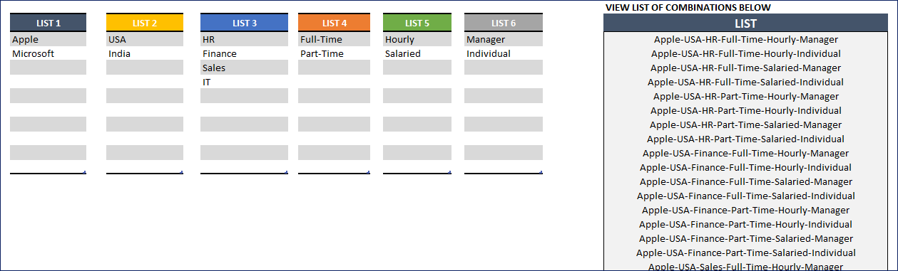 Free Combinations Generator Excel Template Instant Combinations