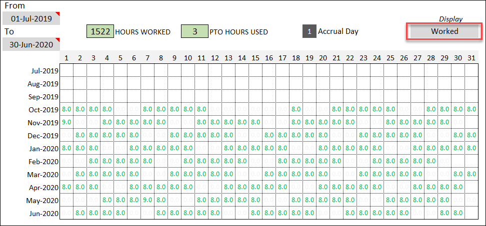 Employee PTO Report - Calendar Hours Worked