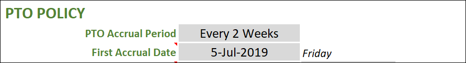 PTO Policy - Every 2 Weeks Accrual