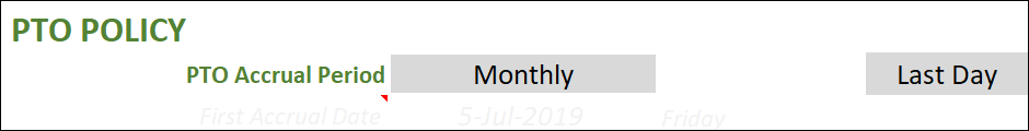 PTO Policy - Monthly Accrual - Last Day