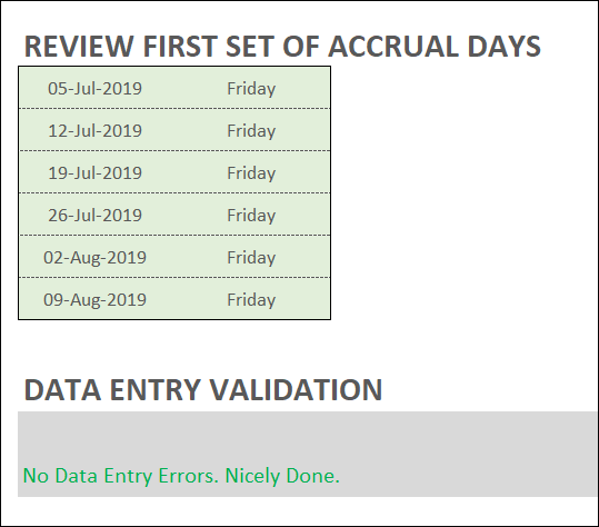 Review First Set of Accrual Days