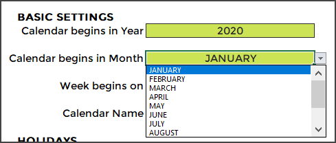 Change Beginning Month of Calendar - Calendar template 2020 excel