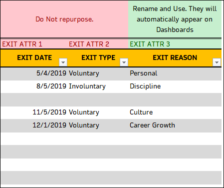 Exit Attributes - Exit Date, Exit Type and Reason