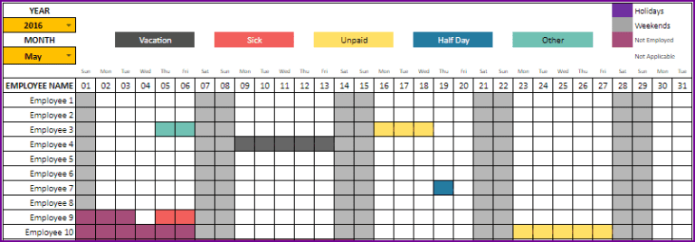 Employee Leave Tracker Google Sheets Template 2022 - Vacation Tracker