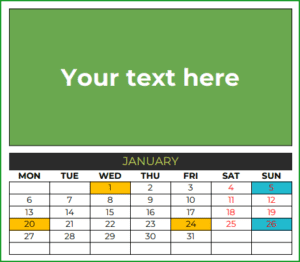 Free Calendar template for Google sheets - 20 Different designs