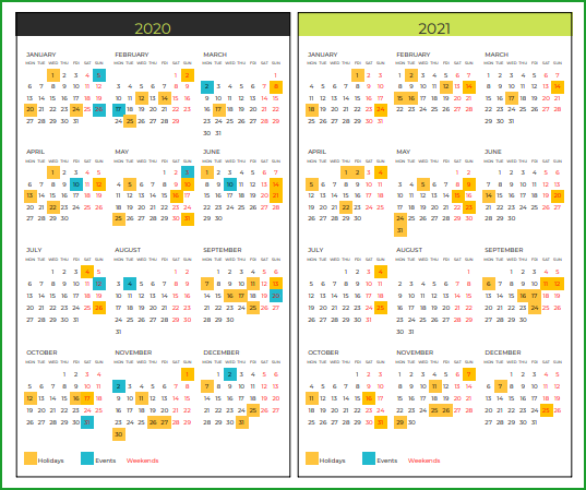 2020 Calendar Design 20 – Two years Calendar