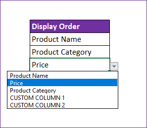 Choose the attributes and their display order