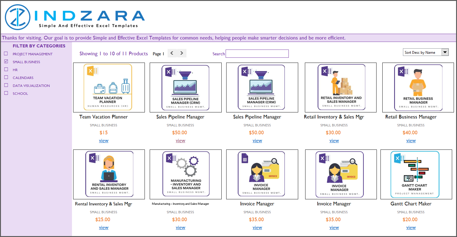 Small Business Digital Product Catalog Excel Template