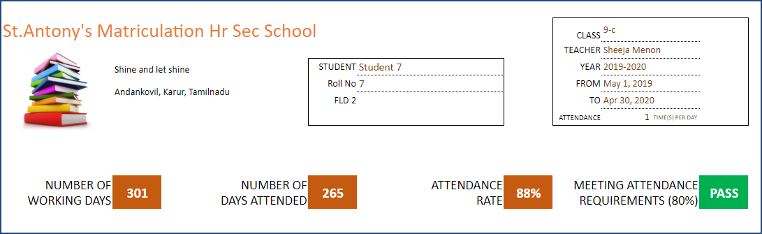 Student Attendance Register Google Sheet Template – Class Attendance Report