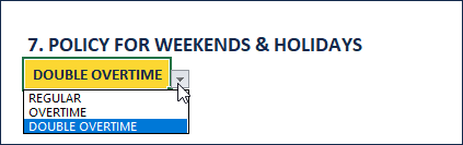 Settings - Policy for Weekends and Holidays
