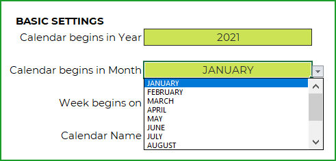 Change Beginning Month of Calendar - Calendar template 2021 excel