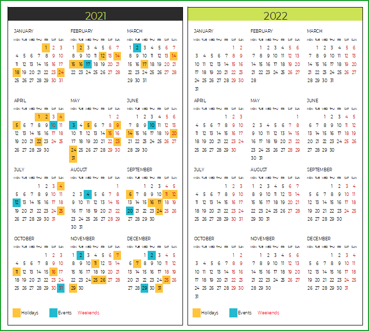 2021 Calendar Design 20 – Two years Calendar