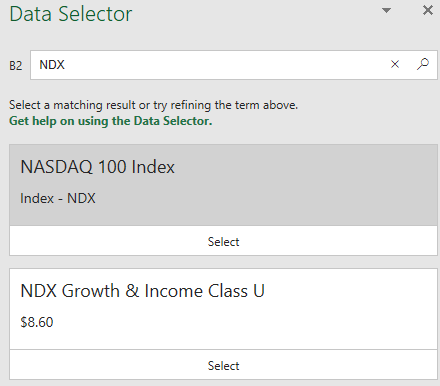NASDAQ by searching NDX