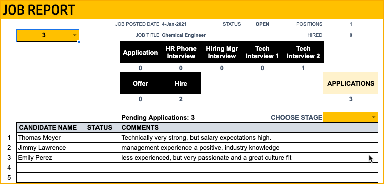 Job Report - Recruitment Manager Google Sheet Template
