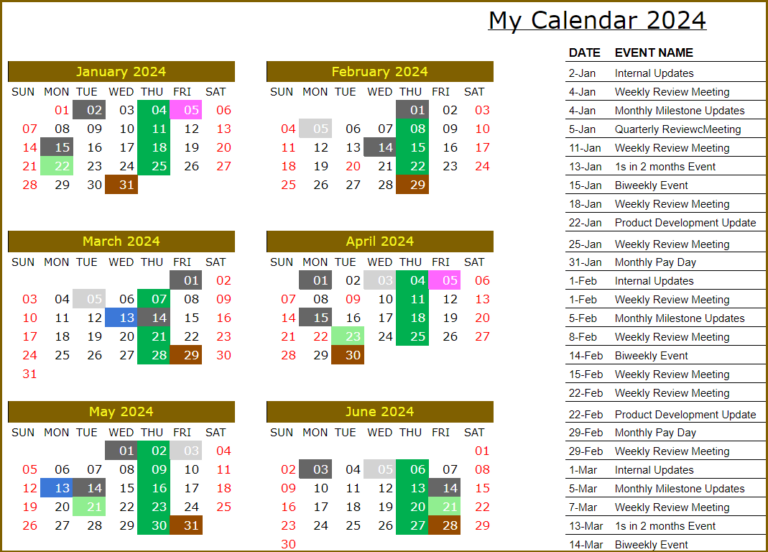 Google Spreadsheets Calendar Template 2024 Or Any Year
