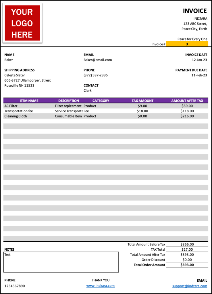 Invoice Manager Excel Template – Printable Invoice