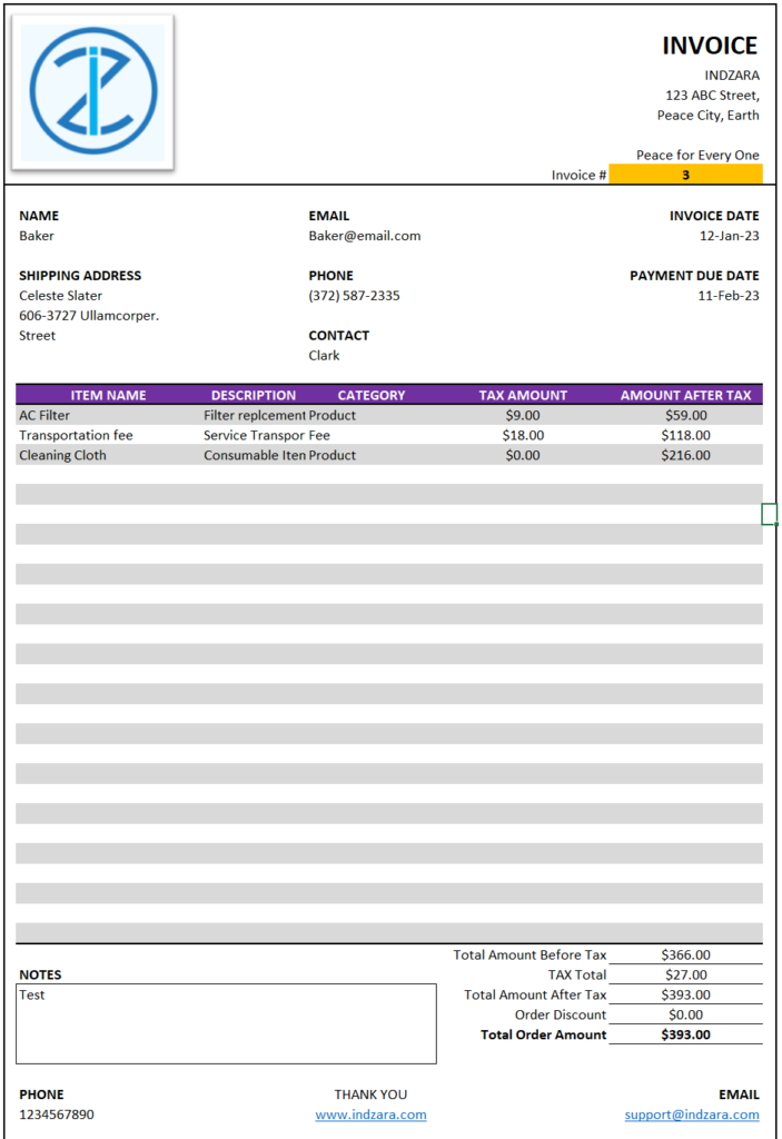 Invoice Manager Excel Template – Print Invoice