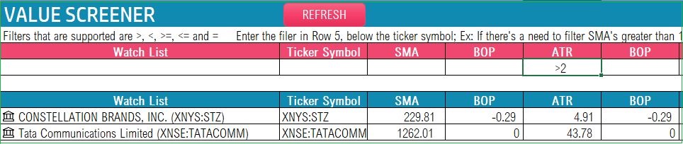 Stock Screener Excel Template - Value Screener