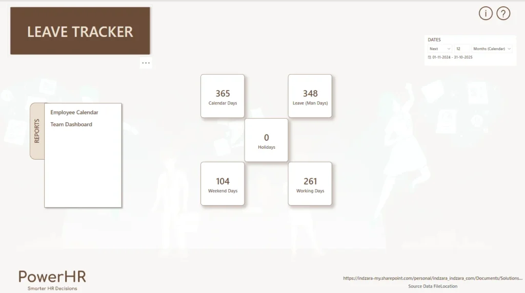 Leave Tracker Dashboard PBI - Home