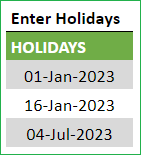 Enter Holidays