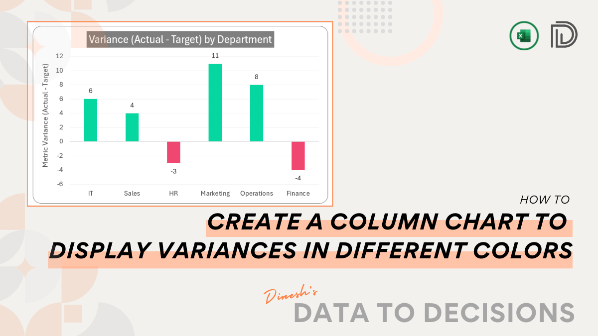 Create a Column Chart to Display Variance with Different Colors