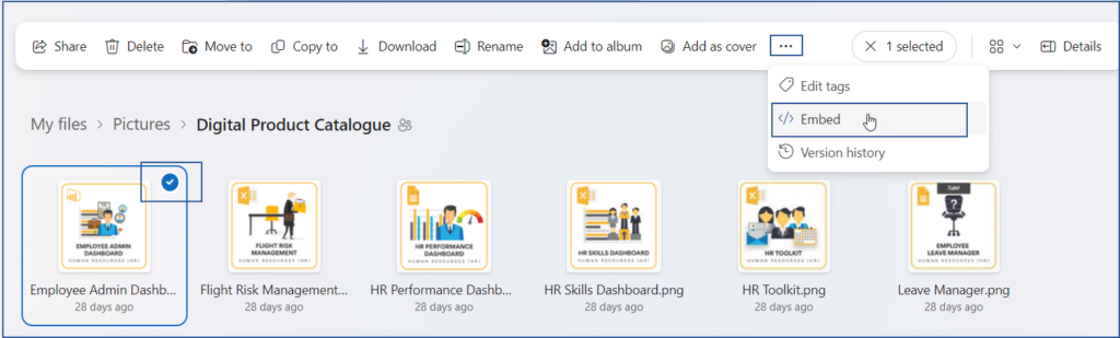 Get Embed link from OneDrive