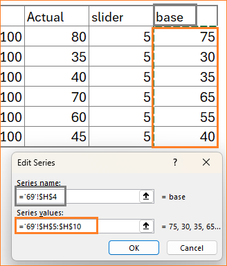 Stacked Column Chart with slider add base series