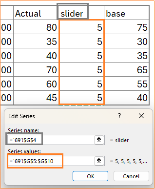 Stacked Column Chart with slider add slider series