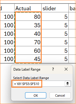 Stacked Column Chart with slider choose actual series values