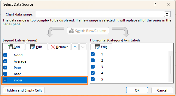 Stacked Column Chart with slider choose series