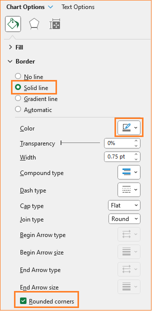 Stacked Column Chart with slider format border