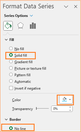 Column Chart to Display Actual, Target, and Variance modified chart modify column colors