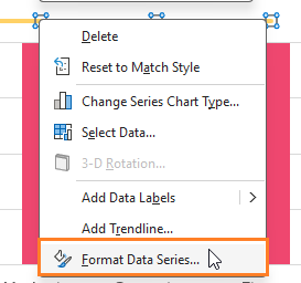 Column chart with single target line click format data series